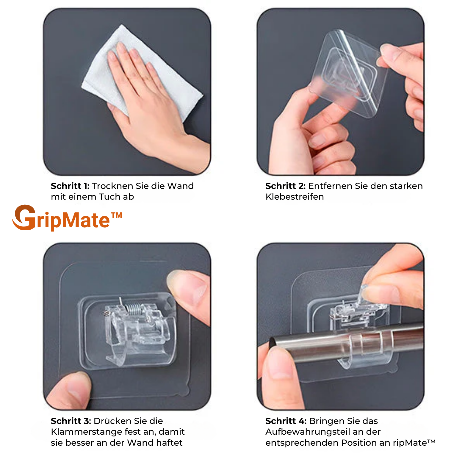 GripMate™ Nagelfreie Selbstklebende Stangenhalter