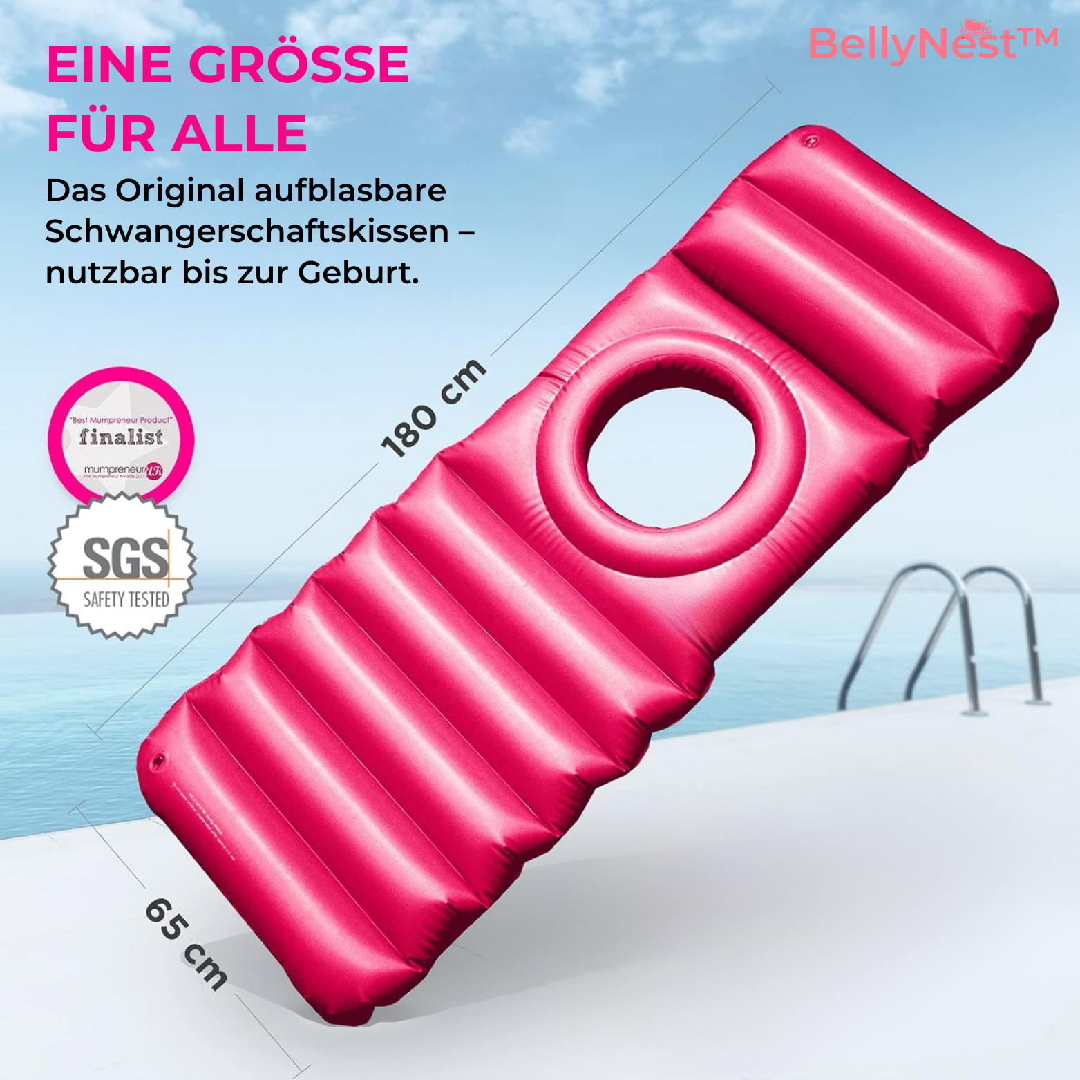 BellyNest™ Aufblasbares Schwangerschaftskissen mit Bauchloch