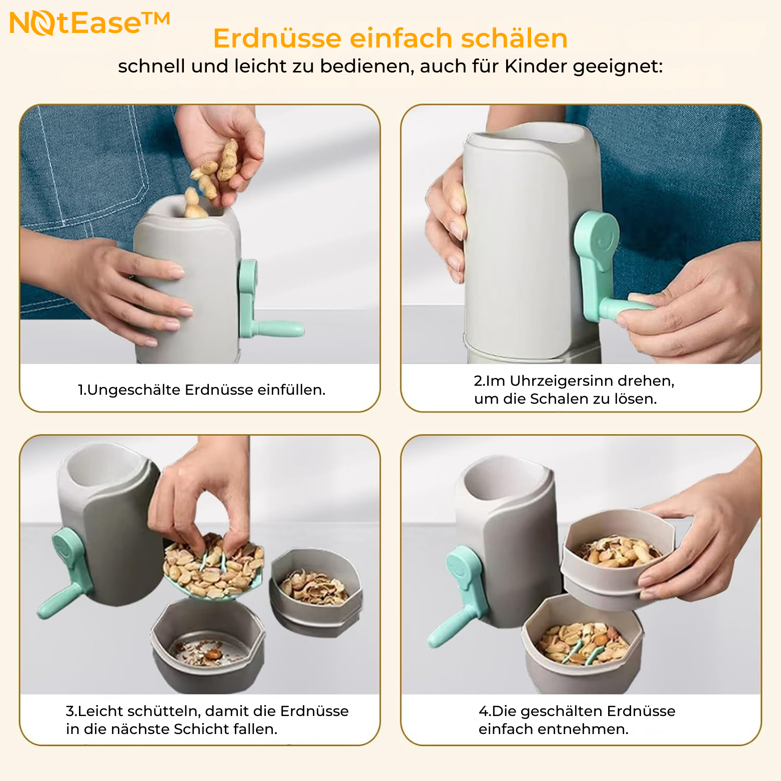 NutEase™ Automatische Erdnussknacker - Handkurbel und Profi Erdnussöffner
