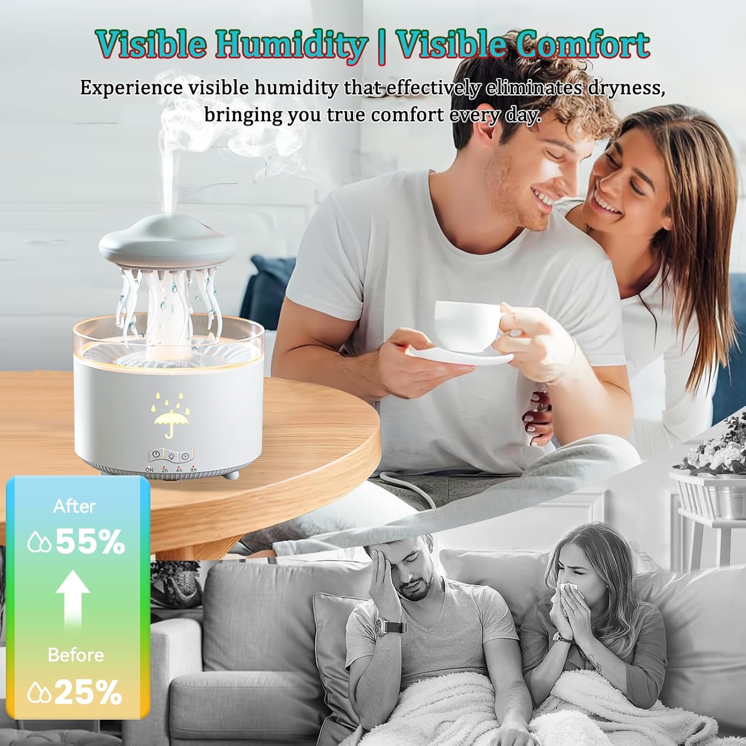 RainMist™ Aroma-Diffuser mit Regen-Effekt – Kinderfreundlicher Luftbefeuchter