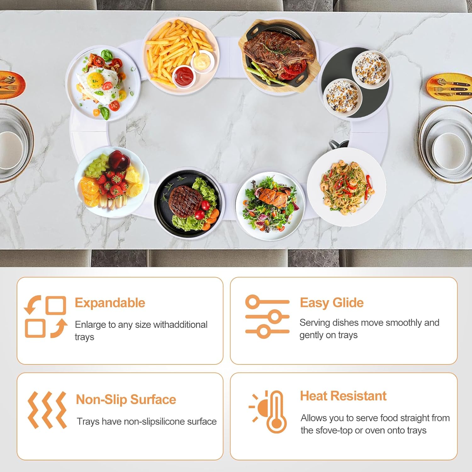 SwivelTray™ – Erweiterbares 360°-Drehtablett-Set (8-teilig)