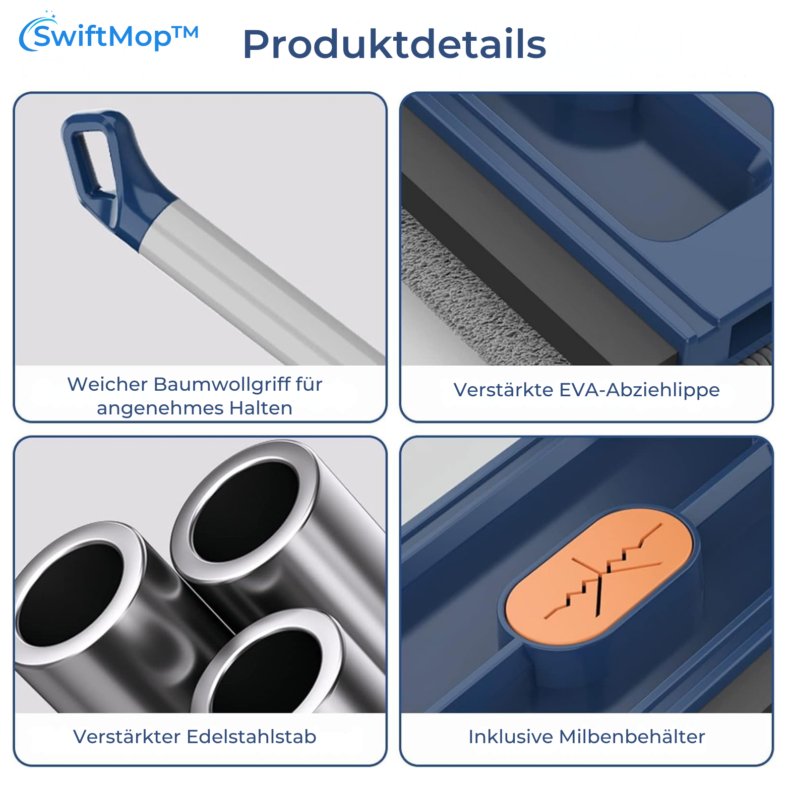 SwiftMop™ 360° Bodenwischer mit Auswringfunktion & Microfaser-Pads