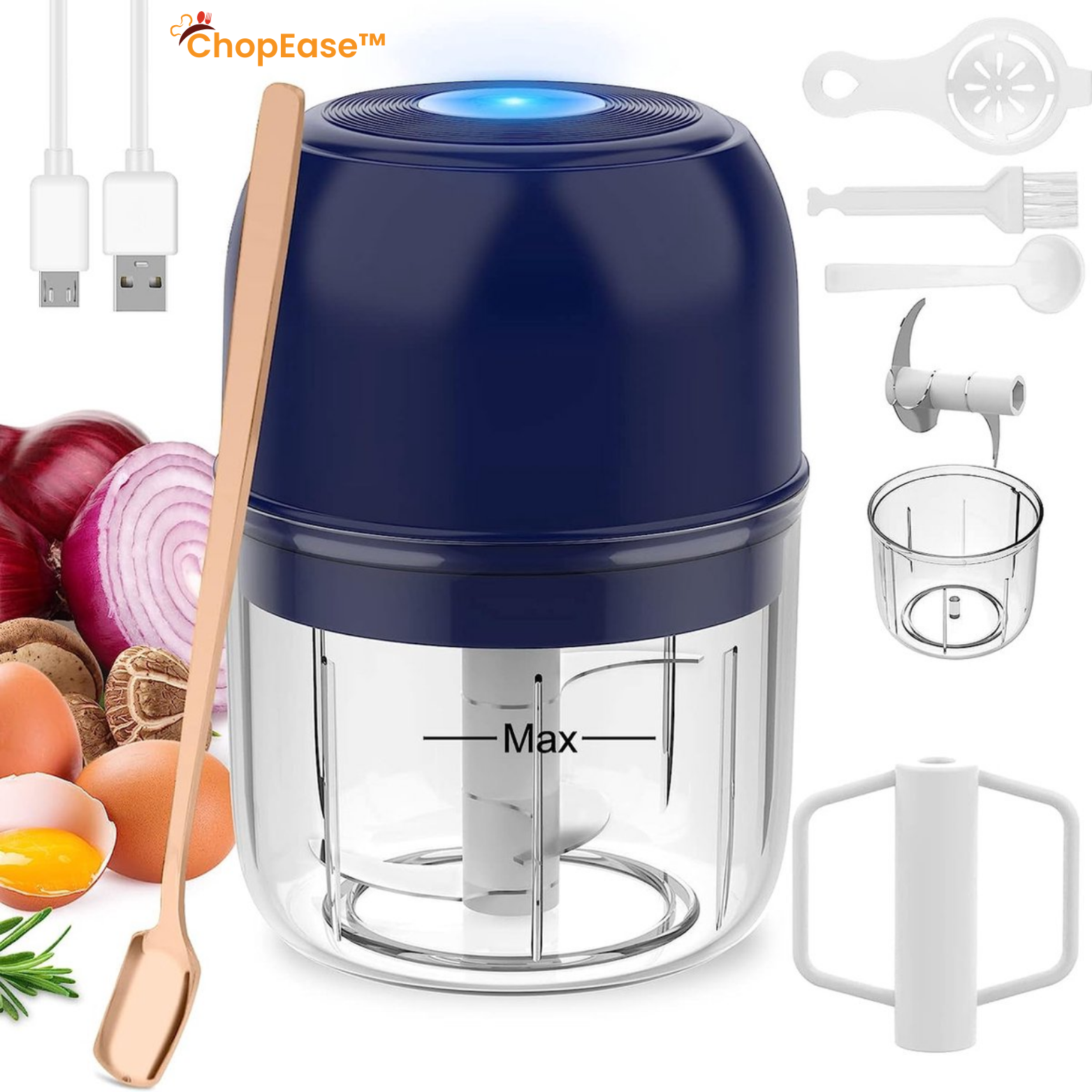 ChopEase™ Elektrischer Mini-Hacker – Knoblauch und Gemüse
