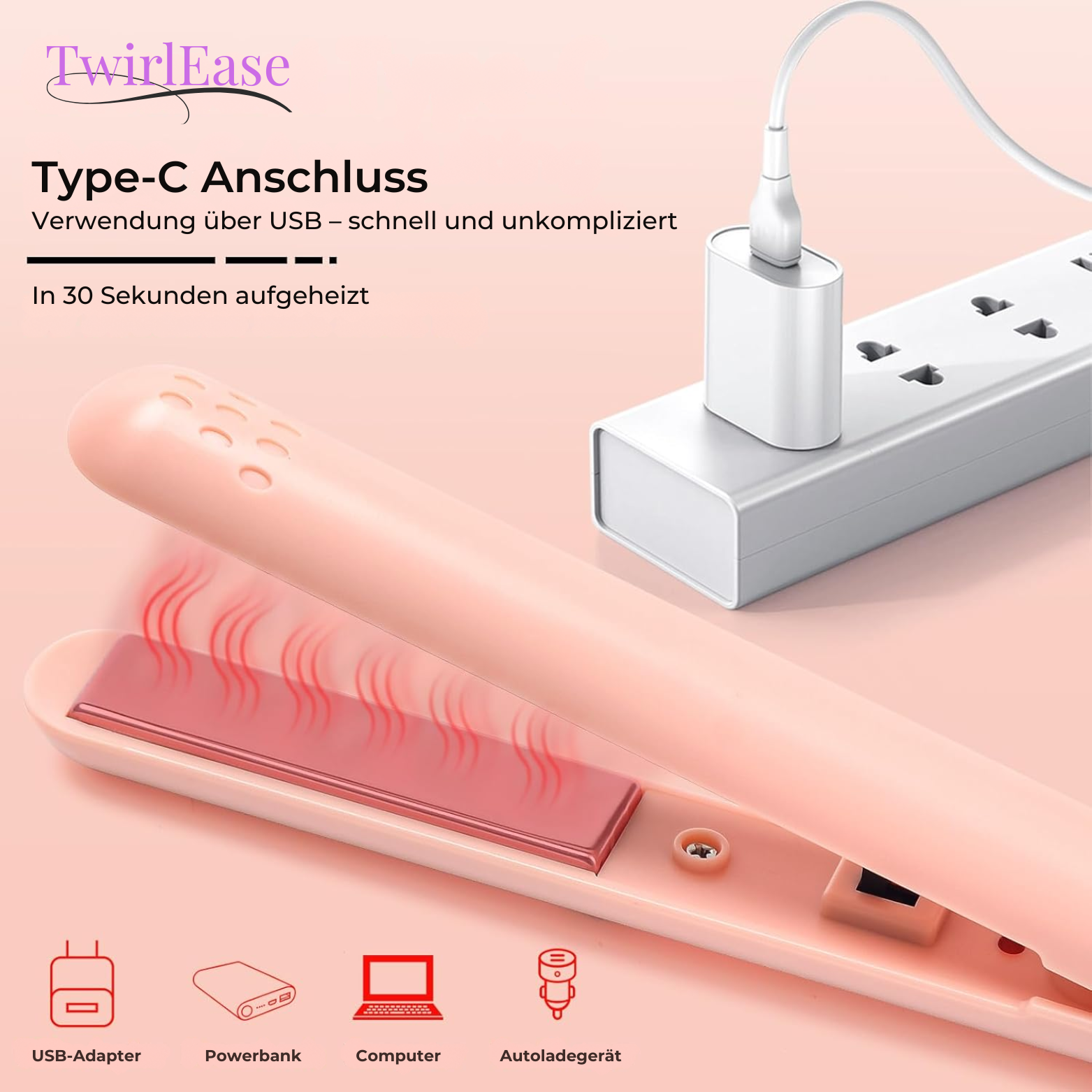 TwirlEase USB Mini Lockenstab & Glätteisen