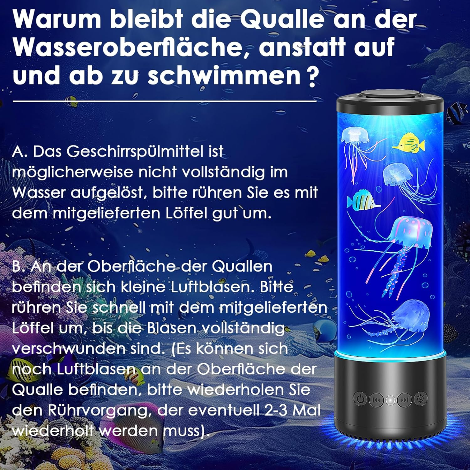 AquaGlow™ LED Quallenlampe mit 17 Farben