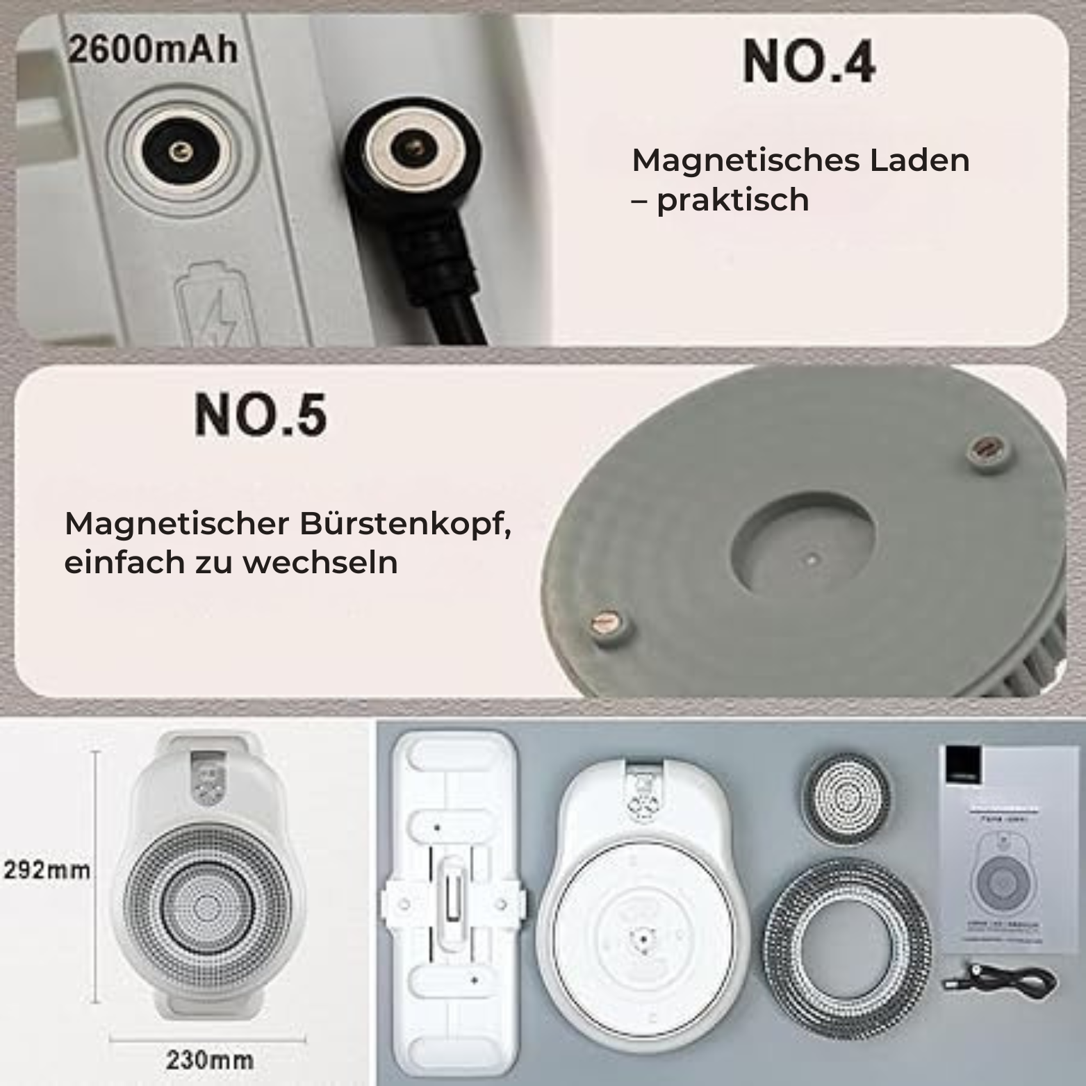 BackEase™ Elektrischer Rückenreiniger mit Bürstenkopf