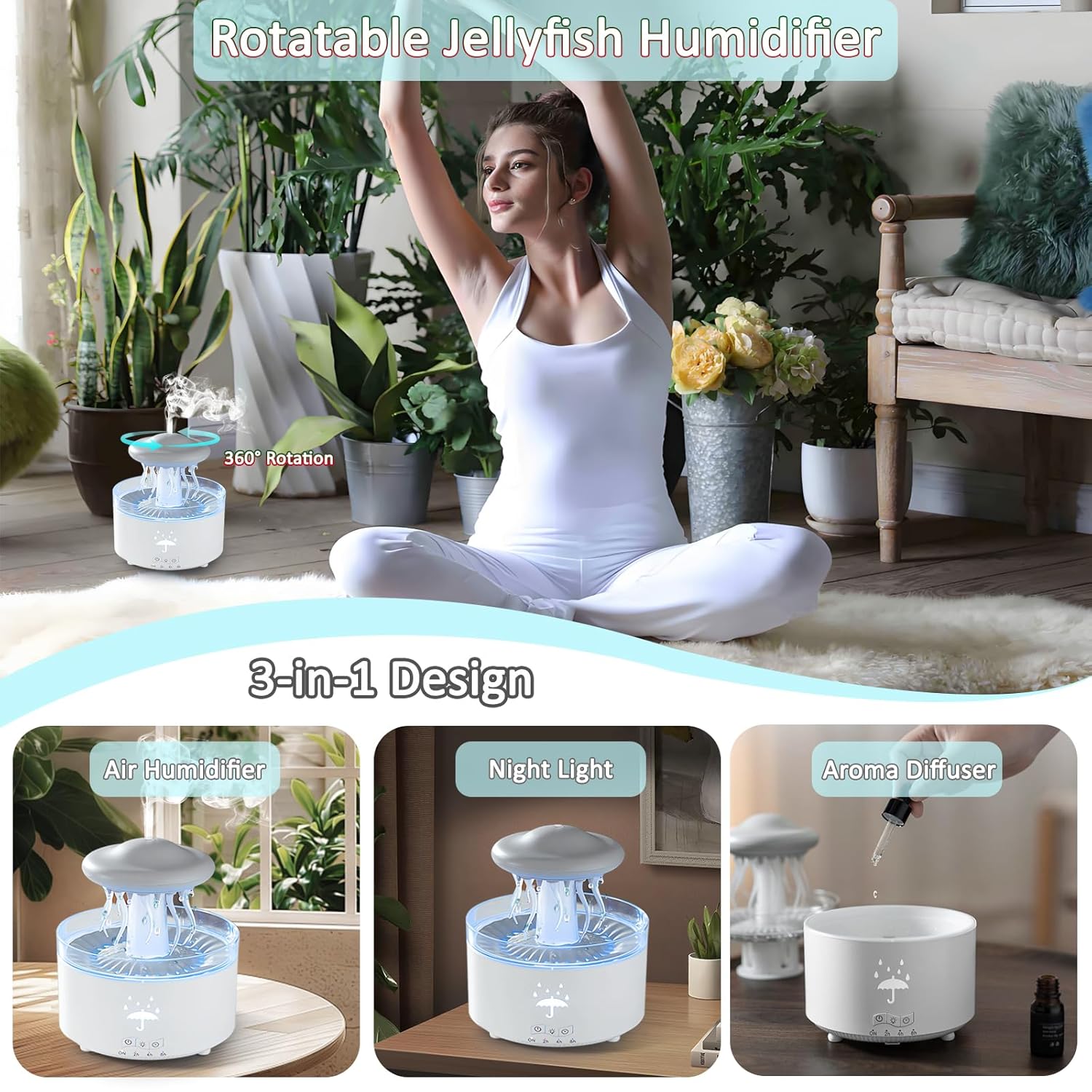 RainMist™ Aroma-Diffuser mit Regen-Effekt – Kinderfreundlicher Luftbefeuchter