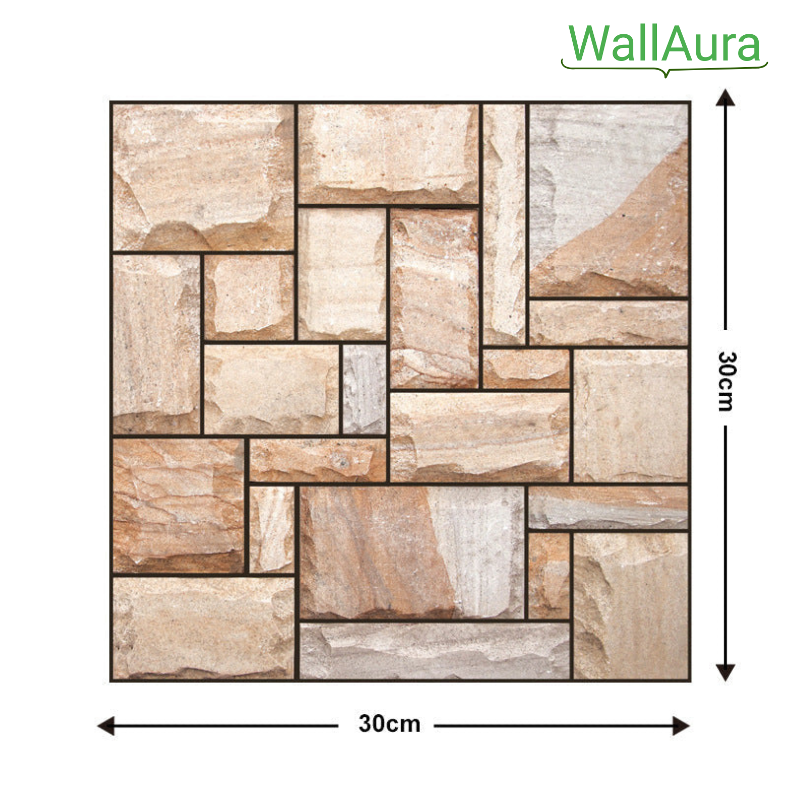 WallAura™ 4er Set 3D Wandfliesen Selbstklebend 30x30 cm