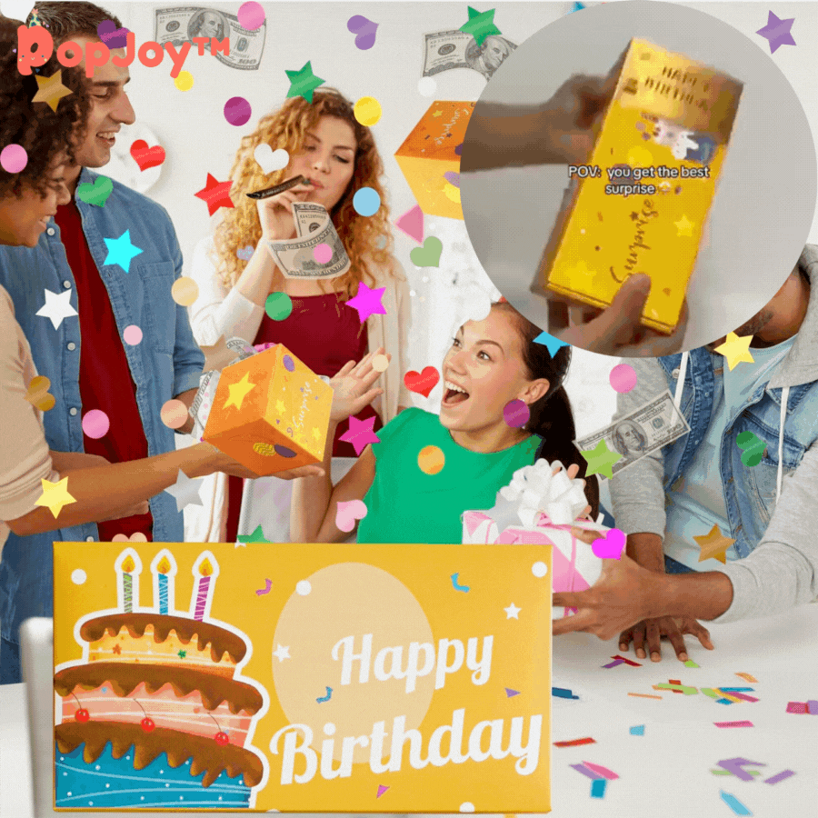 PopJoy™ Pop-Up Geburtstagskarte mit Konfetti